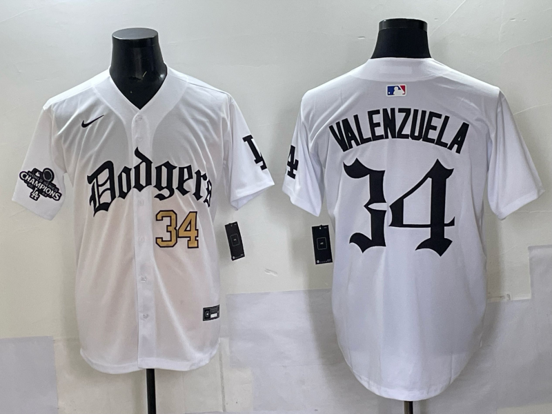 Men Los Angeles Dodgers 34 Valenzuela white Nike 2025 MLB jersey 0012